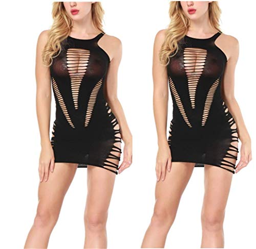 NAVARCH Vestido clube noturno sexy lingerie mulher mini vestido sexy crochet roupa interior sexy conjuntos 2 pack - L Cor 7