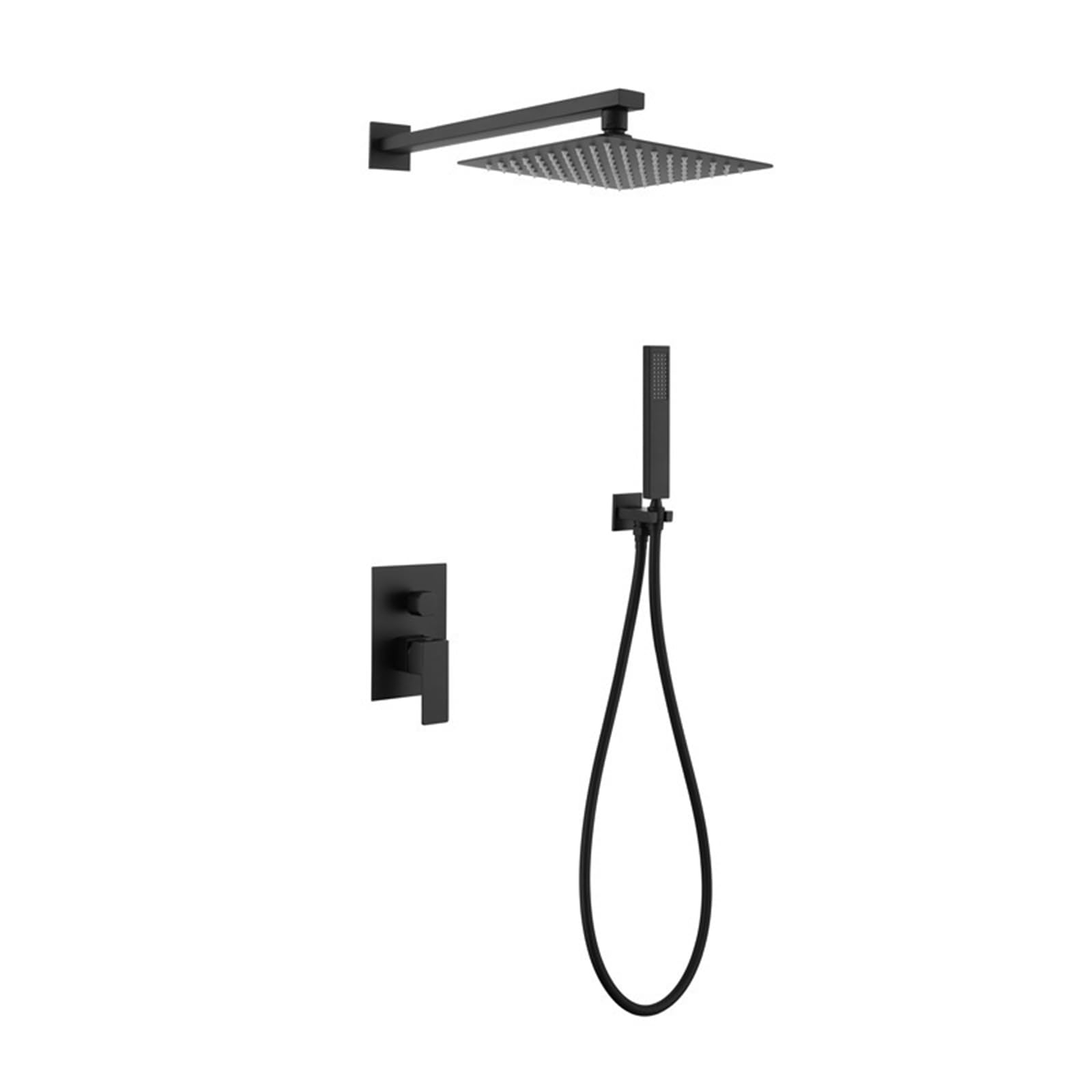 Robinet de douche encastrable noir carré 2 jets pour rénovation moderne