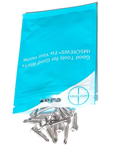 Image of IMScrews 25pcs #8 x 1 Stainless Flat Head Phillips Self Drilling Screws, 410 Stainless Steel Full Thread Sheet Metal Tek Wood to Metal Screws