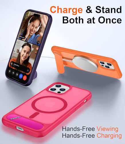Image of Magnetic Compatible with iPhone 12 Case & iPhone 12 Pro Case, [Built-in Invisible Kickstand][Compatible with MagSafe][Military Grade Shockproof] Slim Translucent Matte Phone Case 6.1 inch