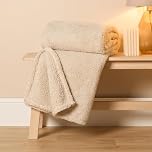 Brentfords Large Fleece Throws for Sofas, Thick Warm Blanket for Winter Throw Ultra Soft Cosy Comfy Fleece Blanket Over Bed Sofa Couch Cover - Natural, 240 x 200cm