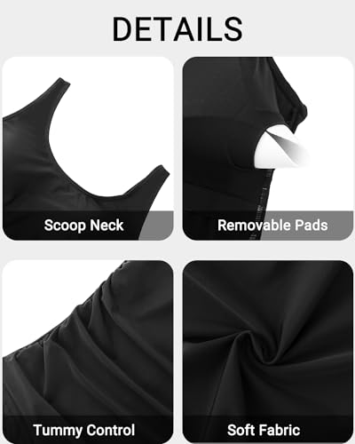 Daci Women Plus Size One Piece Swimsuit Athletic Tummy Control Ruched Bathing Suit with U-Back4