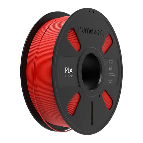 Image of NUMAKERS PLA+ 3D Printer Filament, 1.75mm Red, Dimensional Accuracy + /- 0.03 mm, 1 kg Spool (2.2 lbs), Compatible with Most FDM Printers (Red)