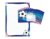 Briefpapier mit Umschlag für Kinder Fussball Fußball blau Brieblock mit Umschlägen Jungen Briefpapier-Set (Block A4 mit 25 Blätter + 15 Umschläge)