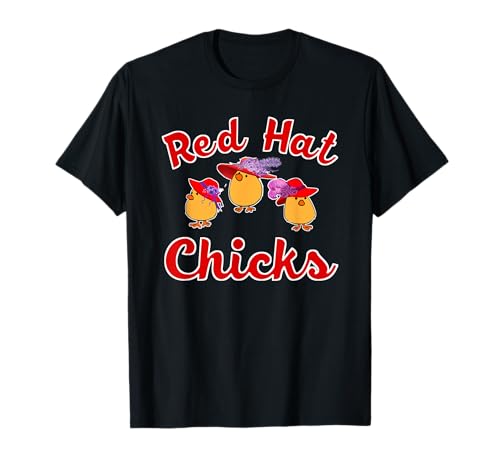 Cute Red Hat Chicks Society T-Shirt