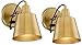 Possini Euro Design Capetown Modern Wall Light Sconces Set of 2 Warm Brass Hardwired 5 3/4