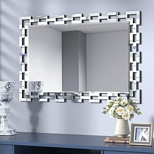 JACUKO Wall Mirror Decorative - 27.5*39.3 Inches Large Rectangular Decorative Mirror for Living Room, Modern Accent Glass Wall Mirror for Bedroom, Office, Foyer.…