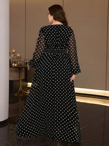 Image of Spring Summer 2026 Plus Size Women's Dresses V Neck Casual Elegant Long Sleeve Floral Print Boho Vacation Maxi Dress