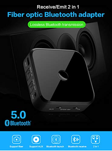 Bluetooth 5.0 Transmitter And Receiver, Digital Optical Toslink With 3D Surround Apt* And 3.5 Mm Wireless Audio Adapter For Tv/Home Stereo System-Low Latency #TOP1
