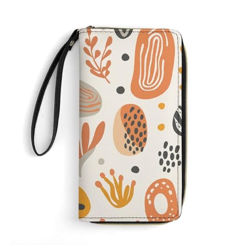 Womens Leather Wallets Warm Color Images Wallet for Women Large Capacity Card Phone Holder Ladies Purse with Wriststrap