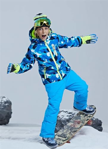 Image of WOWULOVELY Big Boy's 2-Piece Colorblock Snow Pants and Jacket Snowsuit Ski Suit