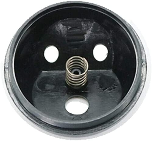 Interior view of a black plastic mounting cup with a spring mechanism