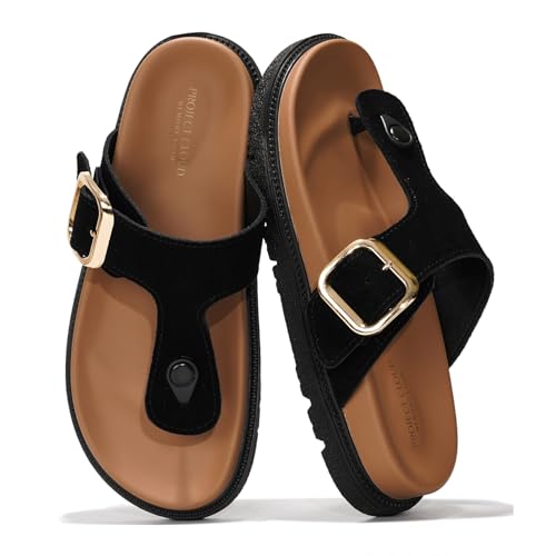 Project Cloud Platform Summer Sandals for Women 2025 - Comfortable and Adjustable Straps Summer Slides with Memory Foam Insole - Non-Slip Casual Womens Sandals