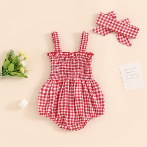 FOMOYUU Infant Newborn Baby Girl Ruffle Sleeveless Romper Summer Clothes Outfit with Cute Floral Print Jumpsuit3