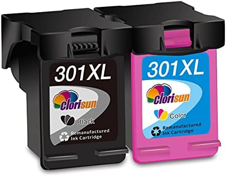 Clorisun 301XL Ink Cartridges for HP 301XL Black and Colour Ink Remanufactured for HP Envy 5532 4500 4507 5530 4502 4504 Officejet 2622 2620 4630 Deskjet 2540 2542 3050 1510 1000 3050A 1050 (2 Pack