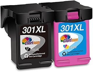 Clorisun 301XL Ink Cartridges for HP 301XL Black and Colour Ink Remanufactured for HP Envy 5532 4500 4507 5530 4502 4504 Officejet 2622 2620 4630 Deskjet 2540 2542 3050 1510 1000 3050A 1050 (2 Pack