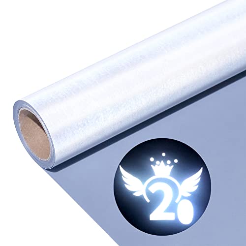 Image of Reflective Heat Transfer Vinyl Reflective HTV Vinyl Rolls Pack 12 Inch x 7 Feet Iron on Vinyl for Cricut T-Shirts DIY Design, Silhouette Cameo & Heat Press Machine(Reflective Light Grey)