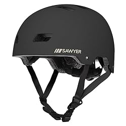 Sawyer Bikes - Casco Deportivo Ajustable (Negro, M...: VARIEDAD DE TALLAS: disponible en tres tamaños, S (51-54cm), talla M (55-58cm) y talla L (59-61cm). La talla S es infantil (hasta los 8 años) y las talla M y L para adolescentes/adultos, mejor medir la cabeza para elegir la talla correcta. Si fuera n...