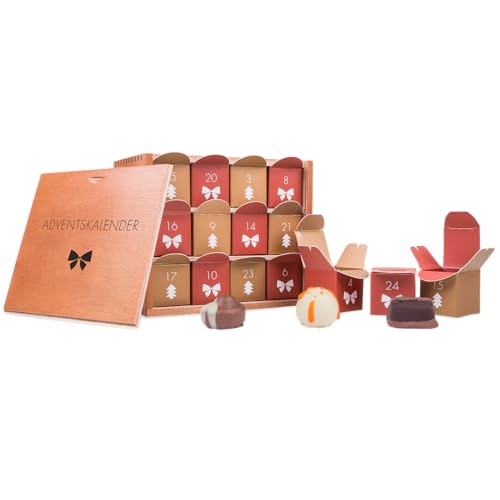 Adventskalender Schokolade - Weihnachtskalender Pralinen - 12 Schokoladenpralinen, 6 Hasel- und 6 Macadamianüssen im Schokoladenmantel - Adventskalender 2025