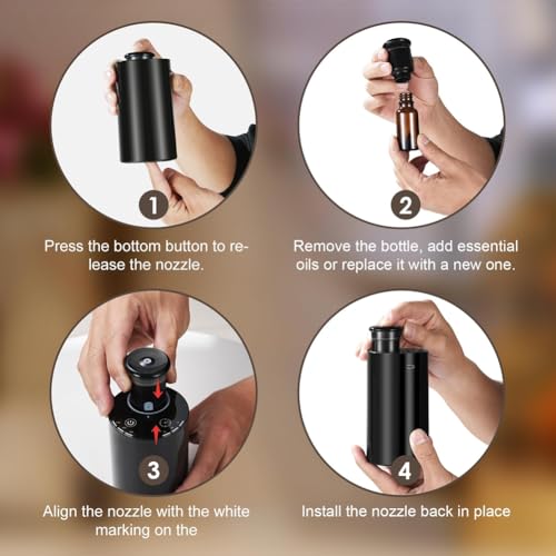 Diffuseur d'huiles essentielles sans eau aromathérapie noir programmable 3 modes