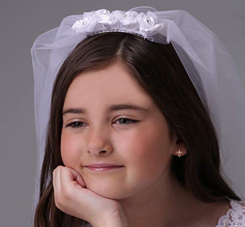 Cherished Moments Girl's 14K Dainty Gold-Plated or Sterling Silver Infinity Cross Earring with CZ and Screw Back2