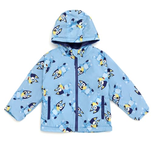 Bluey Zip Up Waterproof Rain Jacket Infant to Little Kid Sizes (12 Months - 5-6)