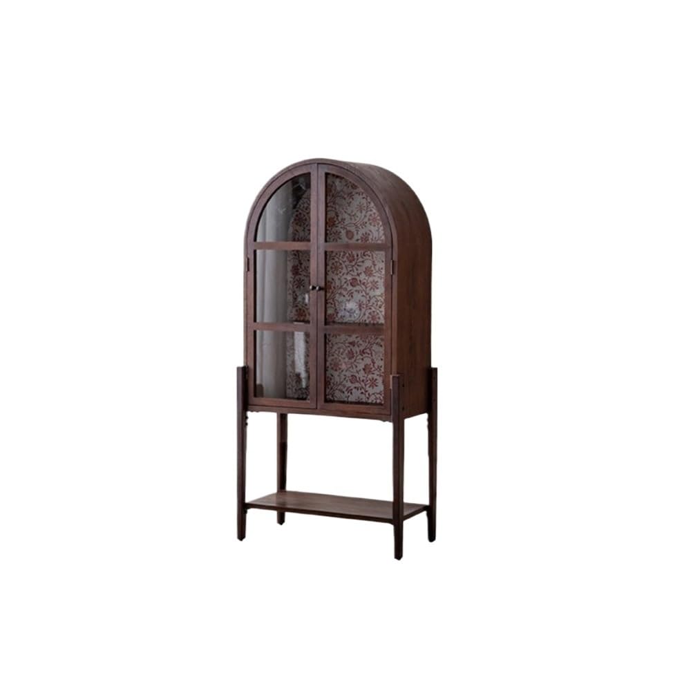 Gabinete de Bar de Vinos Industrial Vitrina de Vidrio Retro for Vino, gabinete de Entrada, gabinete Decorativo for Sala de Estar, gabinete de Almacenamiento de Madera Maciza