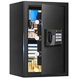 3.3 Cuft Large Fire Proof Safes for Home Use, Personal Fire Safe Box with Electronic Keypad and Spare Key, Removable Shelf, Digital Home Safe Fireproof Waterproof for Cash Documents Valuables