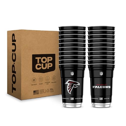 Top Cup NFL Atlanta Falcons 20 oz Reusable Aluminum Cups 20 Count | Officially Licensed Durable Reusable & Recyclable Made in USA
