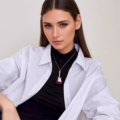 Guitar Music Earrings Necklace Sets for Women Lightweight Bass Electric Guitar Dangle Drop Earrings Chic Rock Music Lovers Teacher Singer Guitar Earrings Concert Party Rock and Roll Accessories2
