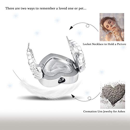 Eudora Cremation Urn Locket Necklace 925 Sterling Silver Heart Picture Necklace For Women Men Pendant Jewelry Dog Cat Human Ashes, 20 Inches Chain #TOP4