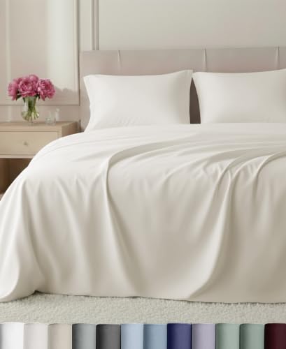 California Design Den Luxury 800 Thread Count Queen Bed Sheets, True Ivory