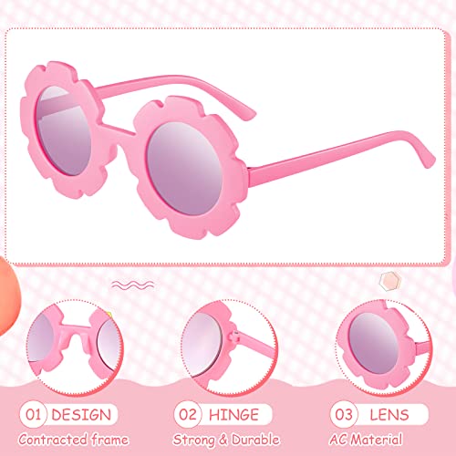 Frienda 6 Pieces Kids Round Flower Sunglasses Girls Daisy Flower Glasses for Baby Toddler Cute Outdoor Beach Eyewear3