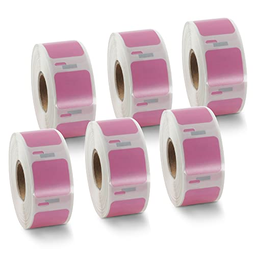 BETCKEY, 6 Rolls Pink Small Multi-Purpose Labels Compatible with DYMO S0929120, 25mm x 25mm