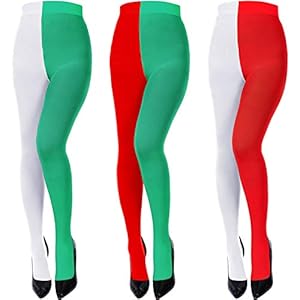 3 Pairs Women’s Christmas Tights Red and Green Long Socks Full Length High Stocking Tights for Christmas Costume…