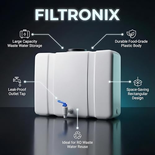 Image of 18L Waste Water Storage Tank for RO Systems | High-Capacity Reject Water Collection Solution | Premium Wall-Mount Reuse Tank with Complete Installation Accessories | Durable, Wall-Mountable