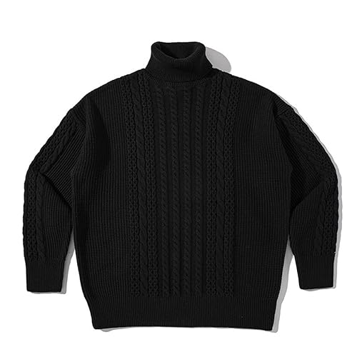 Vintage Autumn/Winter Loose Thick Knit Couple Turtleneck Hipster Men Heavy Knit Reverse Stitch Japanese