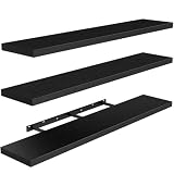 AMADA HOMEFURNISHING Floating Shelves, Wall Shelves for Living Room, Bedroom, Bathroom, Kitchen & Home Office Organization, Bathroom Shelves with Hidden Brackets, 22 lbs Max Load, Black, AMFS45B