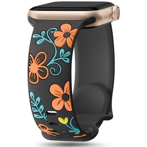 Witzon Floral Silicone Band Compatible with Apple Watch Bands For Women