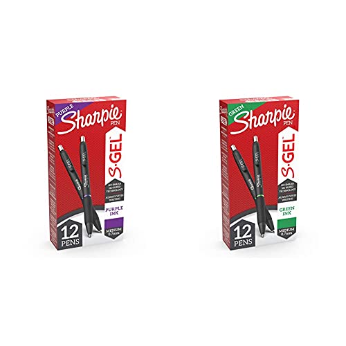 Sharpie s-gel pens, medium point, purple, 12 count & sharpie …