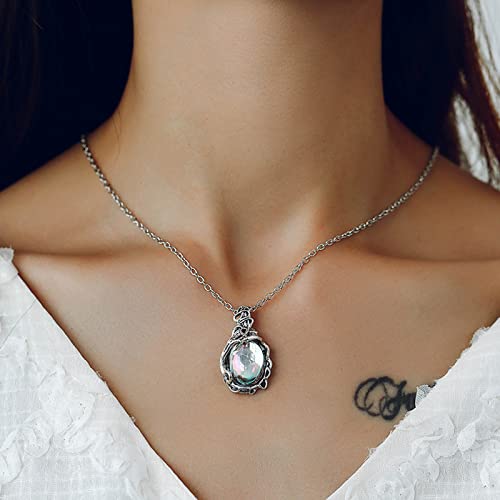 Wendalern Collier Opale Argenté Collier Pendentif Pierre De Lune Vintage Goutte D'eau Délicate Collier Ras De Cou Pierre De Naissance Bijoux Fantaisie Pour Femmes...