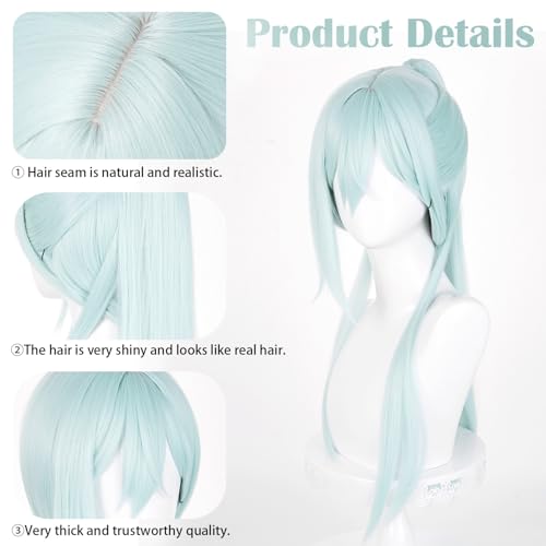 Image of LABEAUTE Subaru Hoshina Cosplay Wig Long 27.56 inch Light Blue Straight Wig for Women Anime Halloween Costume Party