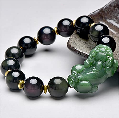 Perle de jade hétienne naturelle sur chaîne d'amour tressée