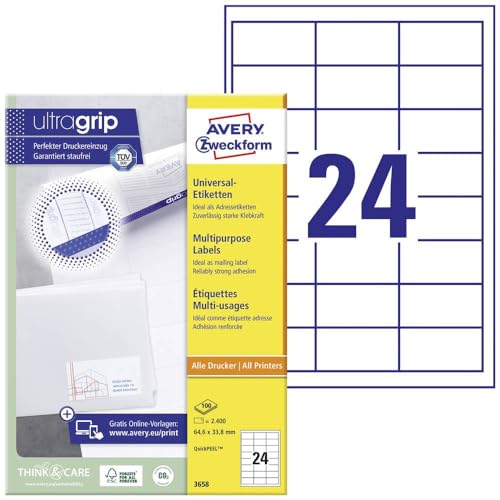 Avery 3658 Etichetta Multiuso 64.6X33.8 mm