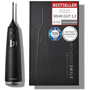 Wondersmile Munddusche PRO - Testsieger 2024 - TÜV-geprüft - 100 Tage risikofrei testen - SmoothFlow-Technologie für optimale Zahn- & Zahnfleischpflege - 5 Modi - PowerAkku 30 Tagen Laufzeit