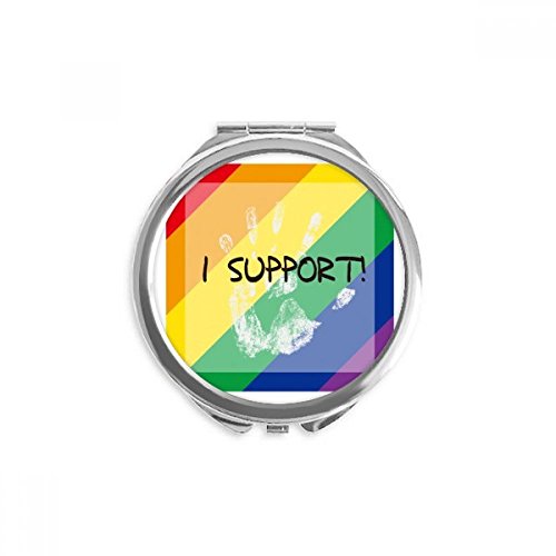 Espejo de mano portátil LGBT con diseño redondo de bolsillo para retoques rápidos de maquillaje