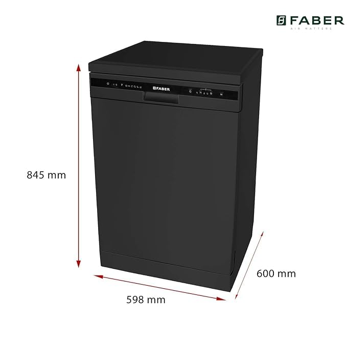 Faber 12 Place Settings Dishwasher (FFSD 6PR 12S, Neo Black, Best Suited for Indian Kitchen, Hygiene Wash)