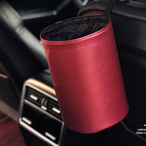 Ausla Poubelle de Voiture Pliable, Cuir PU Imperméable avec Bande élastique, Poubelle Peu Encombrante pour Voitures, Camions et SUV (Aubergine)