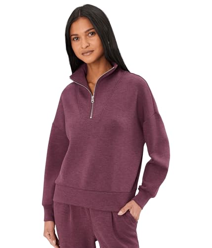 Image of Varley, Women's, Hawley 1 /2 Zip Sweat, Sassafras Marl, XX-Small