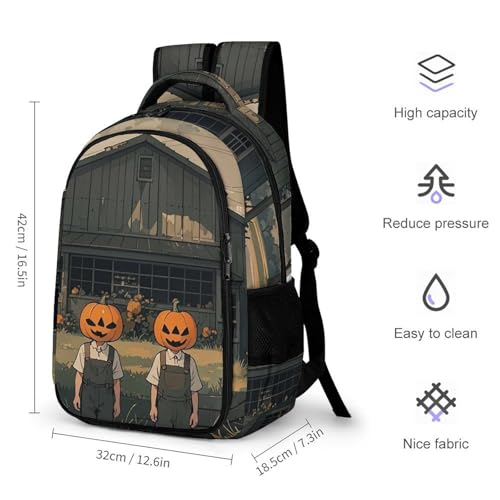 Backpack for Travel, Pumpkin Head Poster Print Modern Backpack Shoulder Bag with Adjustable Straps, Side Pockets & Reinforced Bottom2